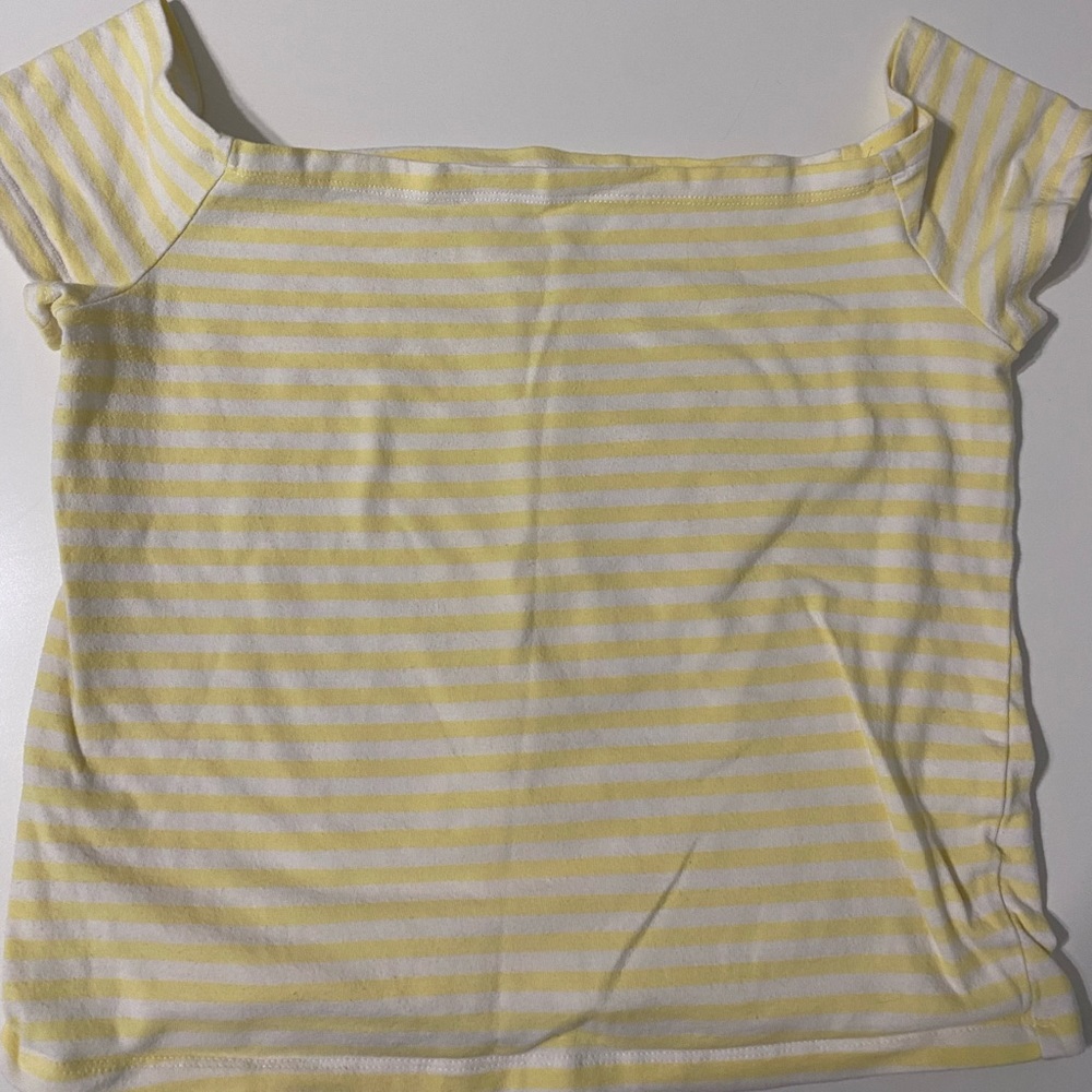 Pacsun, yellow and white off the shoulder top
